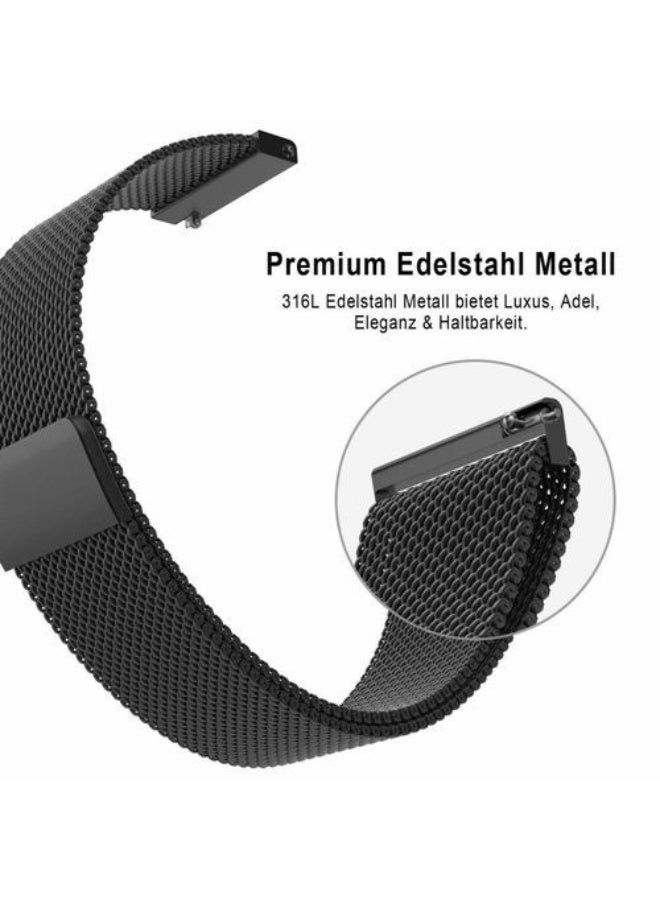 سوار مغناطيسي من الفولاذ المقاوم للصدأ مقاس 22 مم لساعة شاومي ريدمي 5 أكتيف/5 لايت - أسود - Image 1